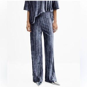 Mango MNG silver classy pleated velvet trousers Small